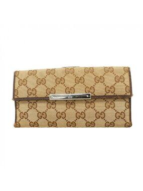 Gucci Wallet GG Canvas Beige Silver